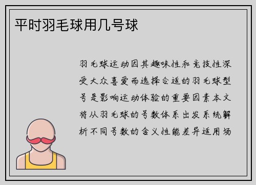 平时羽毛球用几号球